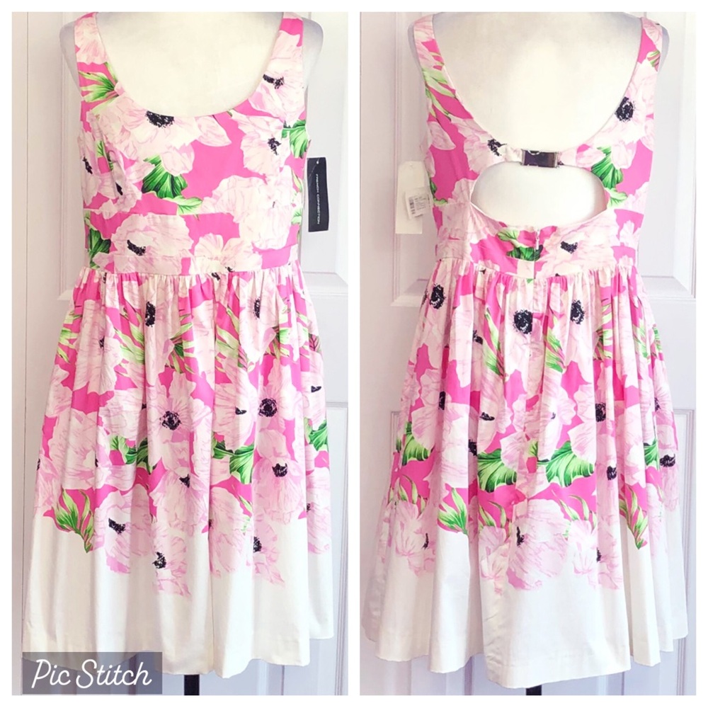 NWT French Connection Pink Multi Floral Sleeveless Fit & Flare Dress 12